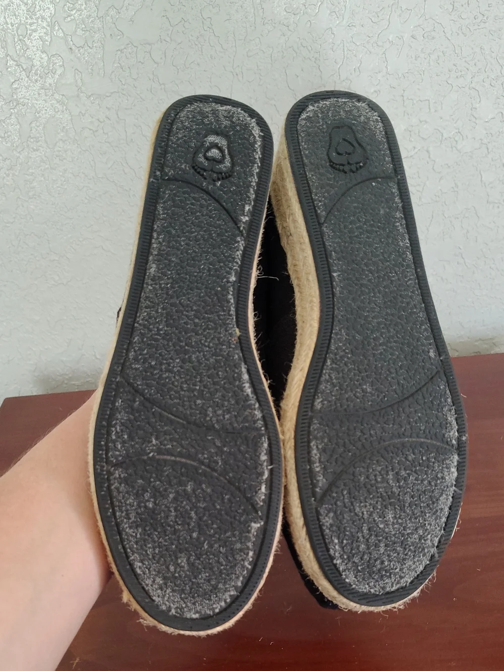 Bobs Espadrille Slip On Black Canvas Wedge 7.5